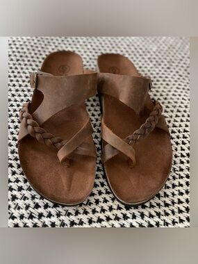 White Mountain Hazy Sandals Slides Brown Leather Size 8 M